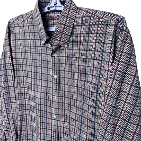 Alan Flusser shirt Men’s XL multicolor long sleeve button down plaid check - Picture 4 of 9